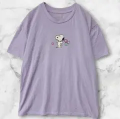 ピーナッツ 半袖 Ｔシャツ スヌーピー バックプリント S（Ｍ～L）紫
