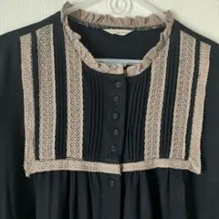 サマンサモスモス 配色レース ピンタック ワンピース