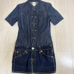 True Religion デニム 半袖ミニワンピース