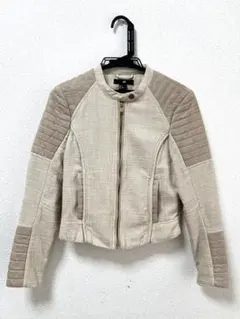 H&M ノーカラー　ジャケット ピンクベージュ　　美品