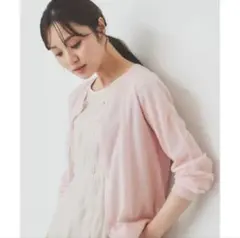 未使用品 タグ付き index ビジューボタン カーディガン ライトピンク M