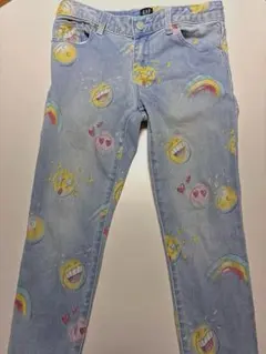 GAP キッズ デニムパンツ 絵文字 レインボー柄