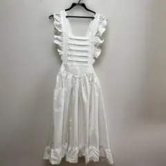 フリル付き白ロングエプロン