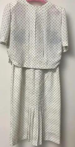 ホワイトドット柄半袖セットアップ