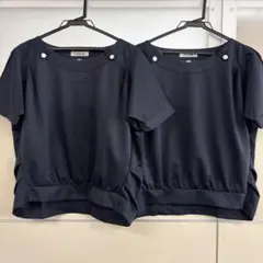 Selery 半袖ブラウス ネイビー ストライプLLサイズ 2枚セット 事務服のサムネイル