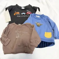 ベビー　裏起毛　トレーナー　3点セット　まとめ売り　車　恐竜　くま　80cm