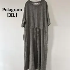 Polagram 【XL】ストライプ マキシワンピース 半袖 大きいサイズ