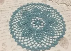 レース編みミニドイリー～水色～