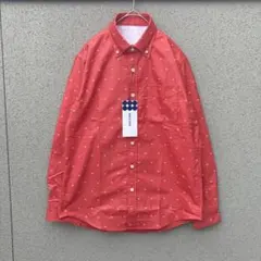 新品タグ付き【ドゥクラッセ】S♡長袖シャツ ボタンダウン 総柄 レッド系