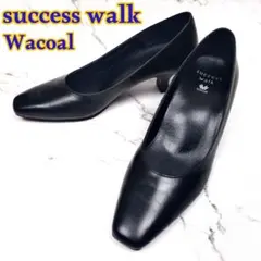 極美品✨️ ワコール サクセスウォーク パンプス 黒 レザー スクエアトゥのサムネイル
