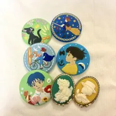 ジブリ　刺繍缶バッチ5個、カメオブローチ2個セット【単品購入可】
