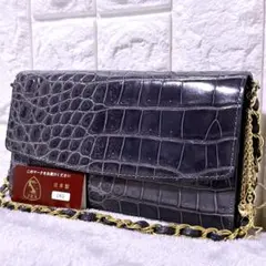 未使用】JRA sanpo チェーンウォレット クロコ チャーム ゴールド金具 