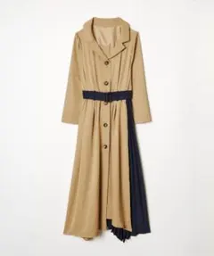 REDYAZEL サイドプリーツ長袖ワンピース