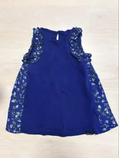 COMME CA ISM ネイビー 花柄フリル タンクトップ 90cm