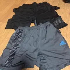 adidas プーマショートパンツ グレー 黒 2点セット