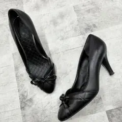 DIANA ダイアナ　リボン付き　パンプス　レザー　ブラック　22cm