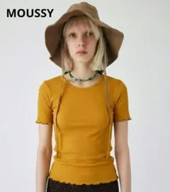 MOUSSY FIT RIB Tシャツ バックオープン リブ 半袖 イエローのサムネイル