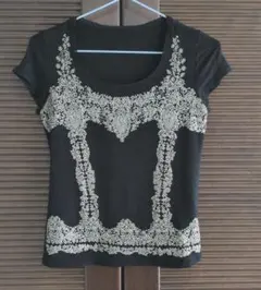 FRANCO FERRARO 装飾刺繍 半袖Tシャツ 黒のサムネイル