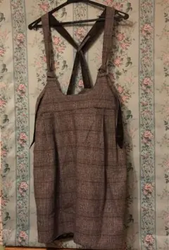 サスペンダー スカート チェック