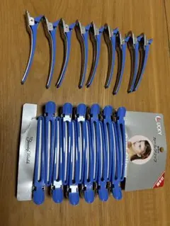 青いヘアクリップ 12個セットダッカール