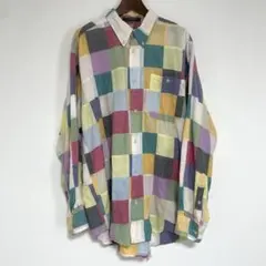 90s ORVIS インド綿　パッチワークシャツ　ボタンダウン　オーバーサイズのサムネイル