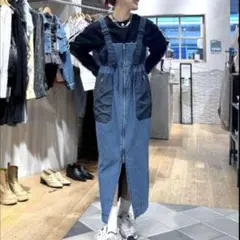 完売【JEANASIS】パッチワークジャンスカ デニムロングスカート　ワンピース