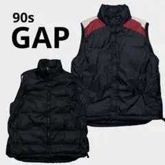 90s OLD GAP リバーシブル ダウンベスト フード ドローコードL 美品