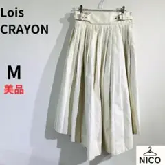 ロイスクレヨン フェイクレザー プリーツスカート 白 M ダブルベルトデザインのサムネイル