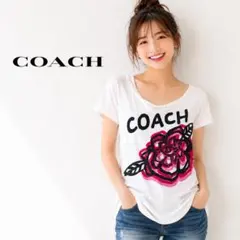 COACH 花柄　スパンコール　Tシャツ　白　y2k ホワイト　ビーズのサムネイル