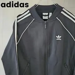 アディダス☆adidas トラックジャケット 刺繍ロゴ M ブラック 0074