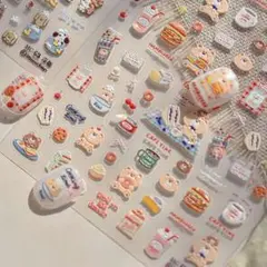 ネイルシール　立体　3D クマ　ベア　コーヒー　ドーナツ　ハンバーガー　MC65