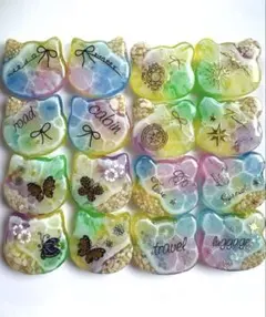 夏SALE】ねこちゃん海塗りパーツ レジンカボション（ホログラム入り