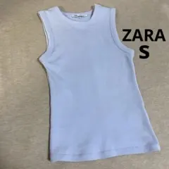 【美品】ZARA ザラ　タンクトップ　ノースリーブ　水色　ブルー　Sのサムネイル