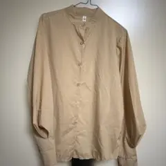 ベージュ スタンドカラーシャツ XL