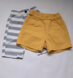 ベビー　90cm　ユニクロ　ハーフパンツ　イエロー　ブルー　ホワイト