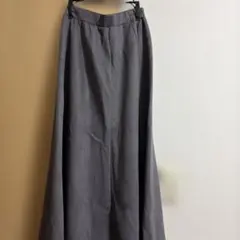 グレー フレアロングスカート スエード風