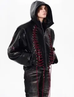 GIVENCHY ジバンシィ異素材レザー切替ジップアップパーカー M Wレザー GIVENCHY ジバンシィ異素材レザー切替ジップアップパーカー M Wレザー
