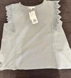 新品grove 袖レースカットソー ミントグリーンくすみカラー Mサイズ
