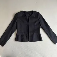 【LAURA ASHLEY】ノーカラージャケット 艶ネイビーのサムネイル