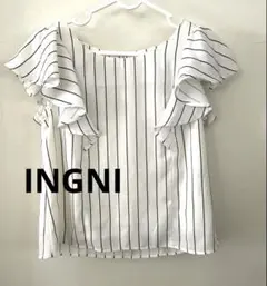 INGNI ストライプフリル袖トップス Mサイズ