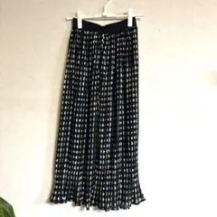 【美品】幾何学模様 プリーツロングスカート
