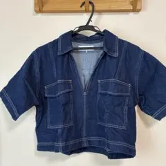 ZARA デニム 半袖シャツ ジャケット クロップド丈のサムネイル