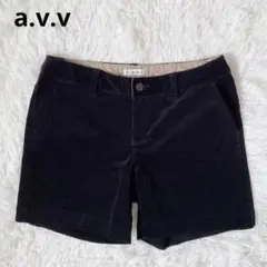 美品◆アーヴェヴェ　ショートパンツ【L】黒　コーデュロイ　ハーフパンツ　ポケット