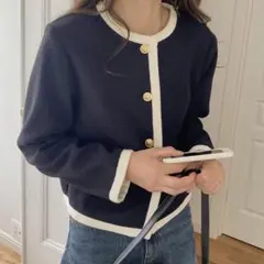 LAUIR ノーカラー金ボタンジャケット