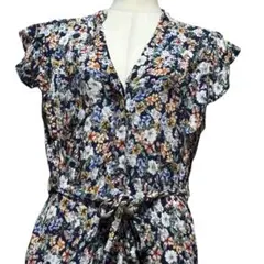 ZARA 花柄　総柄　金子麻貴さん着用　ノースリーブ　ベルト　シャツワンピース