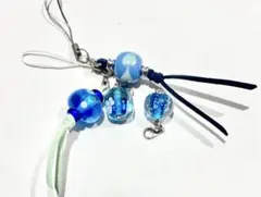 サービス品☆とんぼ玉チャームセット♪ガラス　ハンドメイド　ブルー