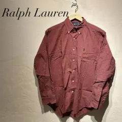 ラルフローレン BDシャツ 赤チェック ポニー刺繍 メンズM 古着 定番