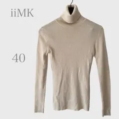 ミッシェルクラン　ウール混リブニット　タートルネック　オフホワイト　Ｌ