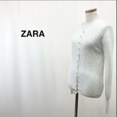 ザラ ZARA ビジューボタンカーディガン 薄手 タイトスリーブ 前開き