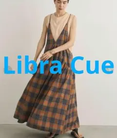 Libra Cue リブラキュー　キャミソールドレスワンピース　ブラウンチェックのサムネイル